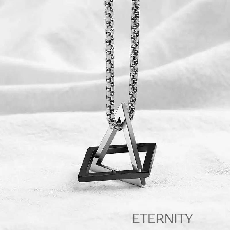Collar Geometric Duo Minimalista  Cadenas Negro Unica Acero Inoxidable  ETERNITY
