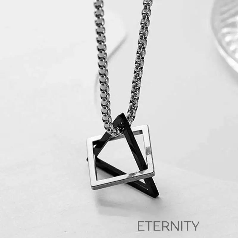 Collar Geometric Duo Minimalista  Cadenas Negro Unica Acero Inoxidable  ETERNITY