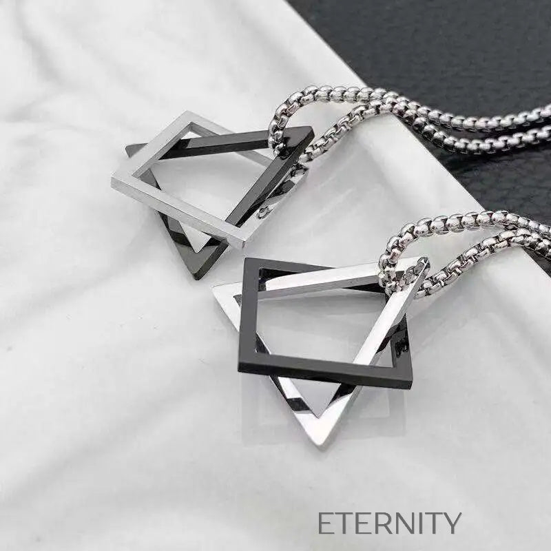Collar Geometric Duo Minimalista  Cadenas Negro Unica Acero Inoxidable  ETERNITY