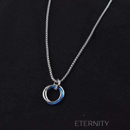 Collar Trinity Ring  Cadenas Negro 70cm Acero Inoxidable  ETERNITY
