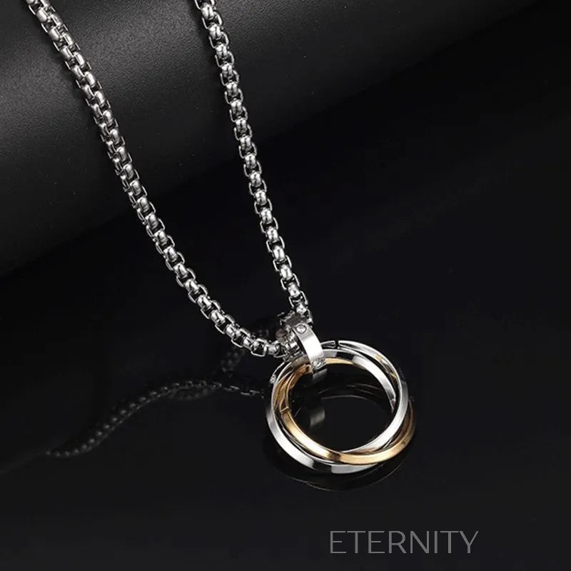 Collar Trinity Ring  Cadenas Negro 70cm Acero Inoxidable  ETERNITY