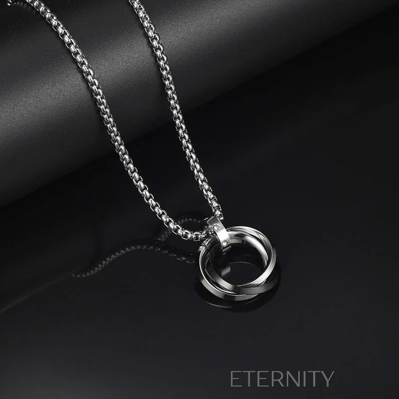 Collar Trinity Ring  Cadenas Negro 70cm Acero Inoxidable  ETERNITY
