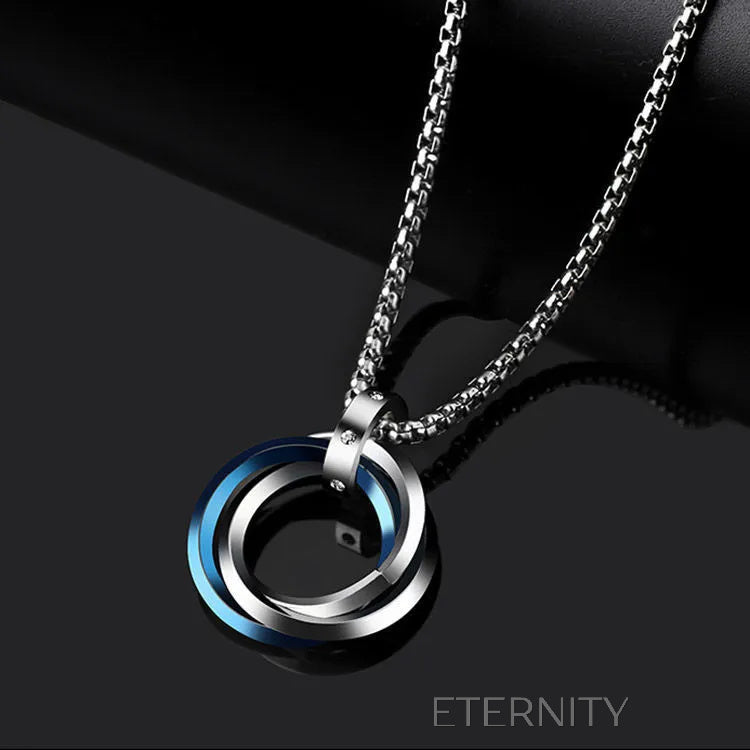 Collar Trinity Ring  Cadenas Negro 70cm Acero Inoxidable  ETERNITY