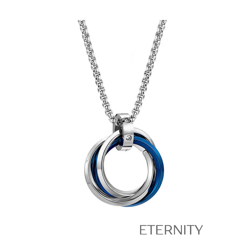Collar Trinity Ring  Cadenas Negro 70cm Acero Inoxidable  ETERNITY