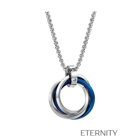 Collar Trinity Ring  Cadenas Negro 70cm Acero Inoxidable  ETERNITY