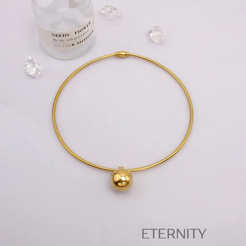 Collar Rígido con Dije de Esfera  Cadenas Dorado Unica Acero Inoxidable  ETERNITY