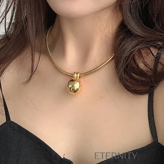 Collar Rígido con Dije de Esfera  Cadenas Dorado Unica Acero Inoxidable  ETERNITY