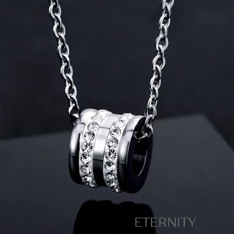 Collar de Cadena Box Radiant Cylinder con Cristales  Cadenas Plateado Unica Acero Inoxidable  ETERNITY