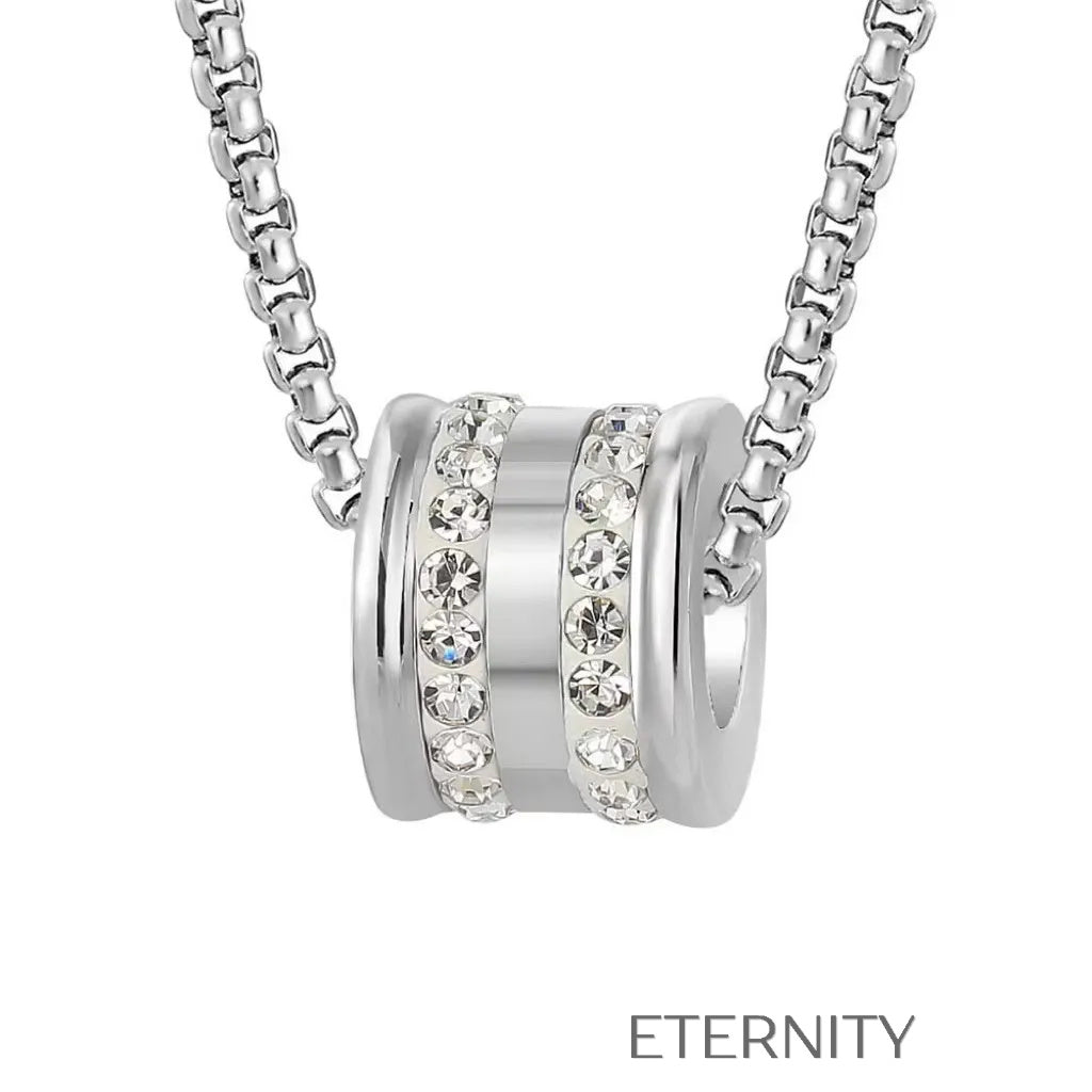 Collar de Cadena Box Radiant Cylinder con Cristales  Cadenas Plateado Unica Acero Inoxidable  ETERNITY