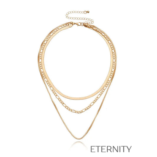 Collar de Triple Capa Eternal Trio en Oro y Plata  Cadenas Dorado Unica Acero Inoxidable  ETERNITY