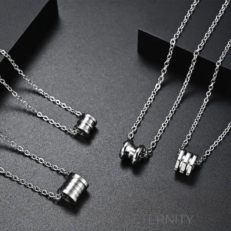 Collar Industrial Essence de Dijes Cilíndricos  Cadenas Plateado Unica Acero Inoxidable  ETERNITY