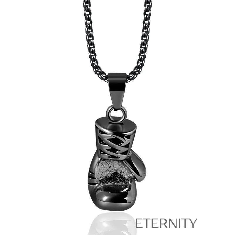 Collar Boxing Spirit  Cadenas Negro Unica Acero Inoxidable  ETERNITY