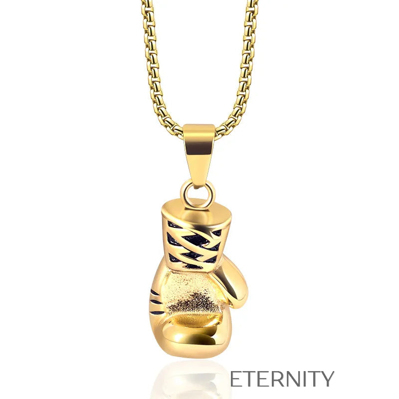 Collar Boxing Spirit  Cadenas Negro Unica Acero Inoxidable  ETERNITY
