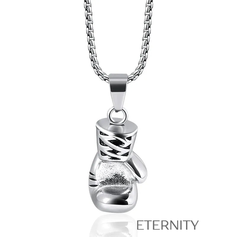 Collar Boxing Spirit  Cadenas Negro Unica Acero Inoxidable  ETERNITY