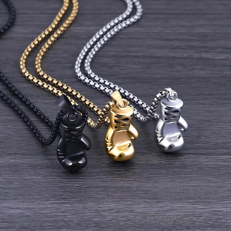 Collar Boxing Spirit  Cadenas Negro Unica Acero Inoxidable  ETERNITY
