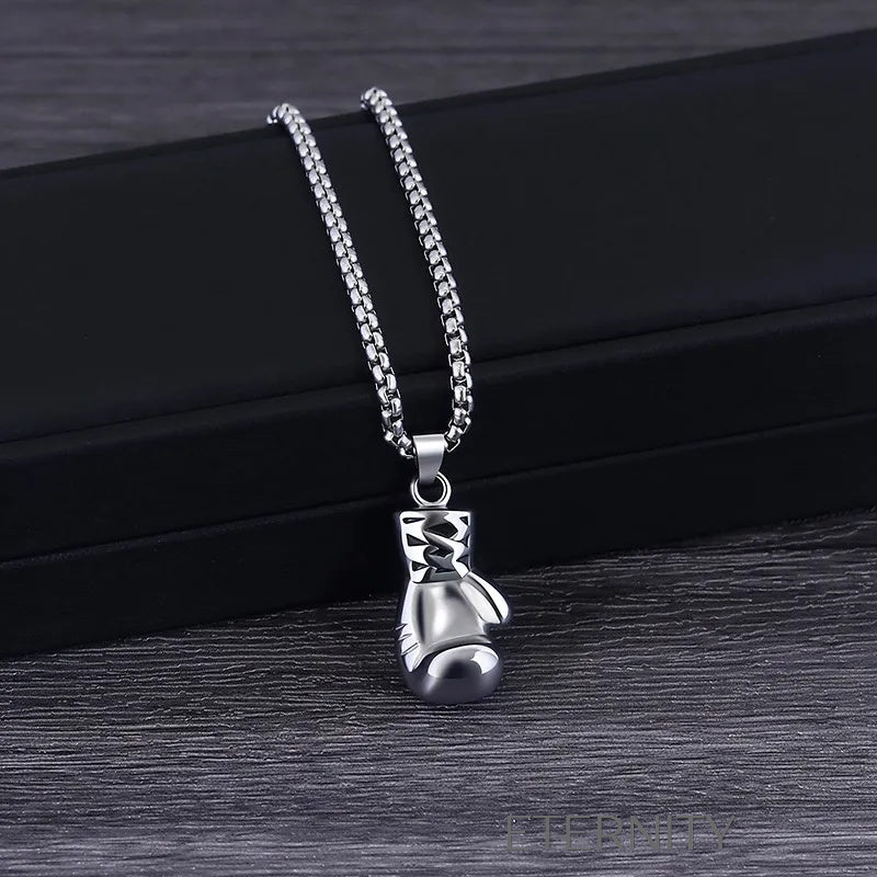 Collar Boxing Spirit  Cadenas Negro Unica Acero Inoxidable  ETERNITY