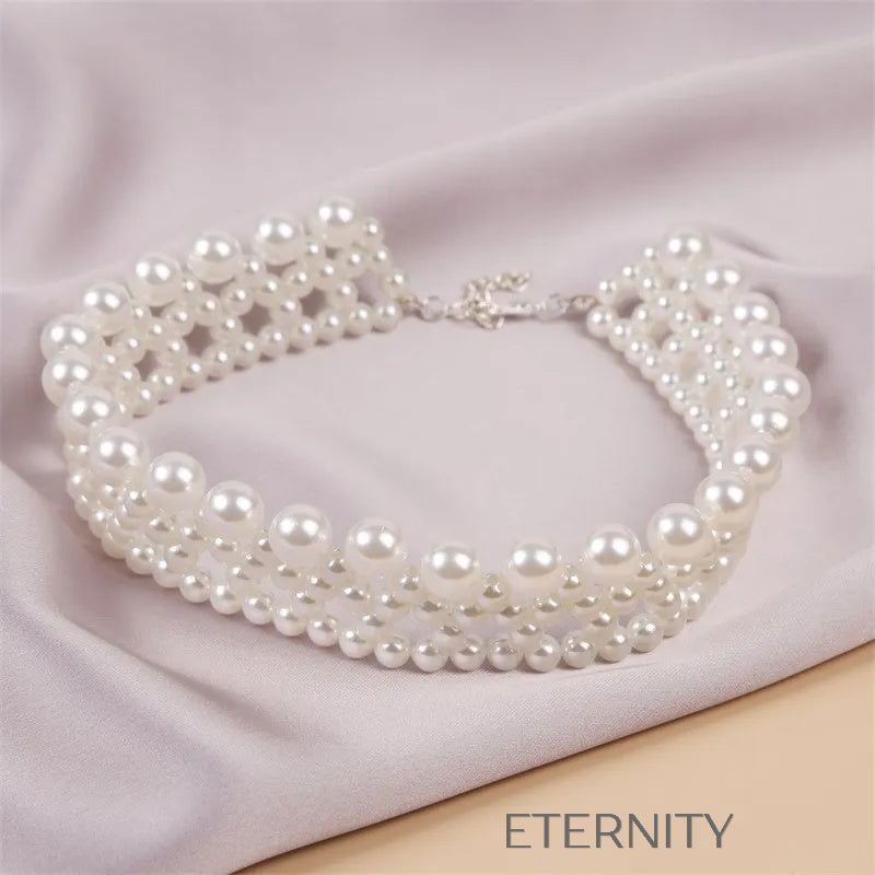 Collar de perlas blancas estilo elegante y sofisticado Cadenas Perla Unica Acero Inoxidable  ETERNITY