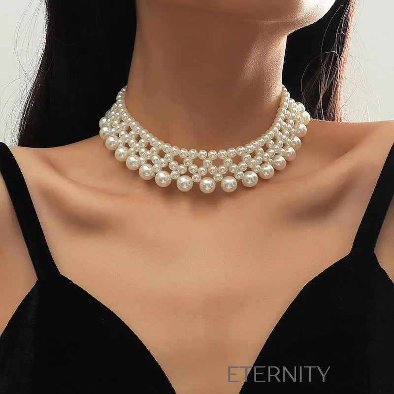 Collar de perlas blancas estilo elegante y sofisticado Cadenas Perla Unica Acero Inoxidable  ETERNITY