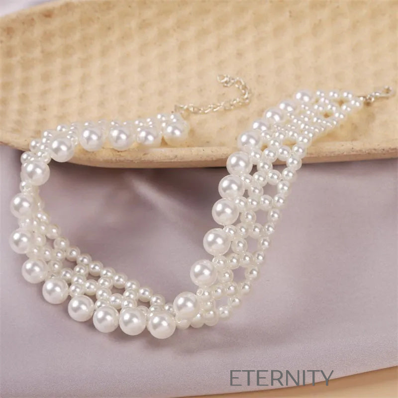 Collar de perlas blancas estilo elegante y sofisticado Cadenas Perla Unica Acero Inoxidable  ETERNITY