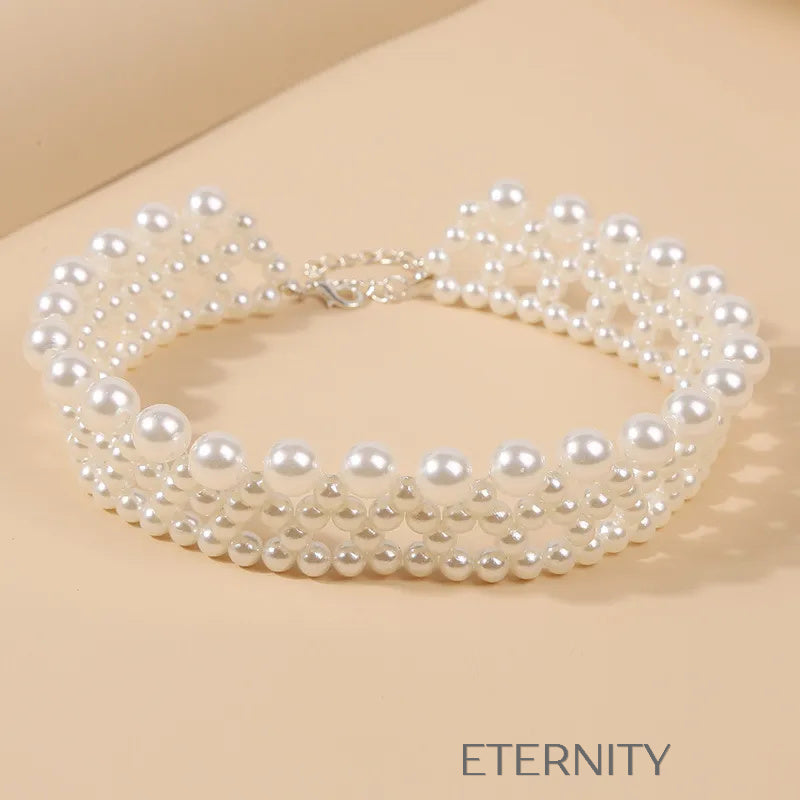 Collar de perlas blancas estilo elegante y sofisticado Cadenas Perla Unica Acero Inoxidable  ETERNITY