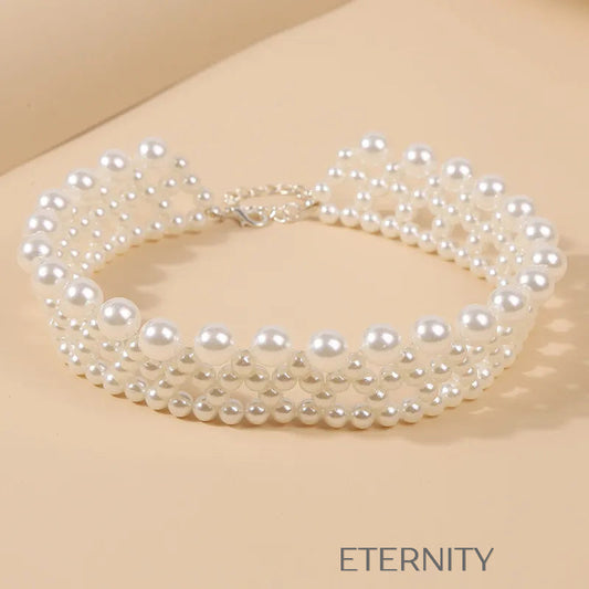 Collar de perlas blancas estilo elegante y sofisticado Cadenas Perla Unica Acero Inoxidable  ETERNITY