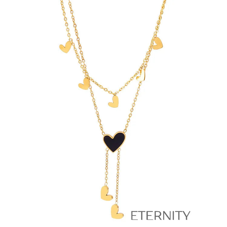Collar Celestial Love con Dijes de Corazón  Cadenas Dorado Unica Acero Inoxidable  ETERNITY