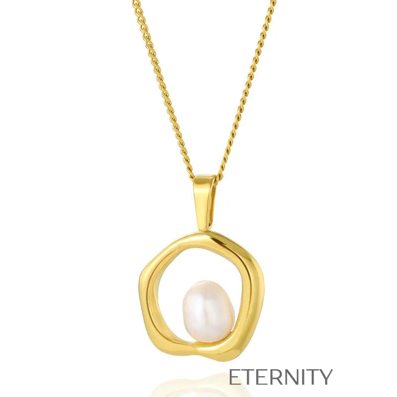 Collar Pearl Nest con Dije Orgánico y Perla Natural en Gold y Silver  Cadenas Dorado Unica Acero Inoxidable  ETERNITY