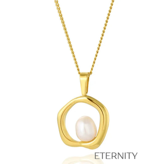 Collar Pearl Nest con Dije Orgánico y Perla Natural en Gold y Silver  Cadenas Dorado Unica Acero Inoxidable  ETERNITY