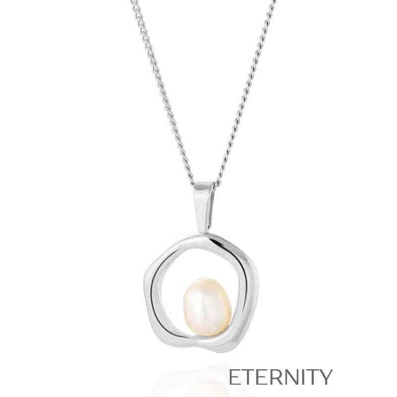 Collar Pearl Nest con Dije Orgánico y Perla Natural en Gold y Silver  Cadenas Dorado Unica Acero Inoxidable  ETERNITY