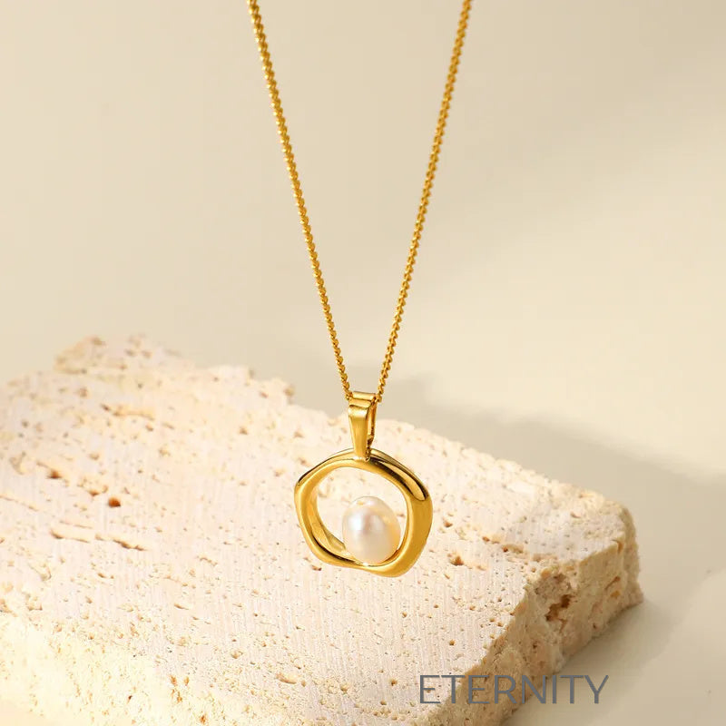 Collar Pearl Nest con Dije Orgánico y Perla Natural en Gold y Silver  Cadenas Dorado Unica Acero Inoxidable  ETERNITY
