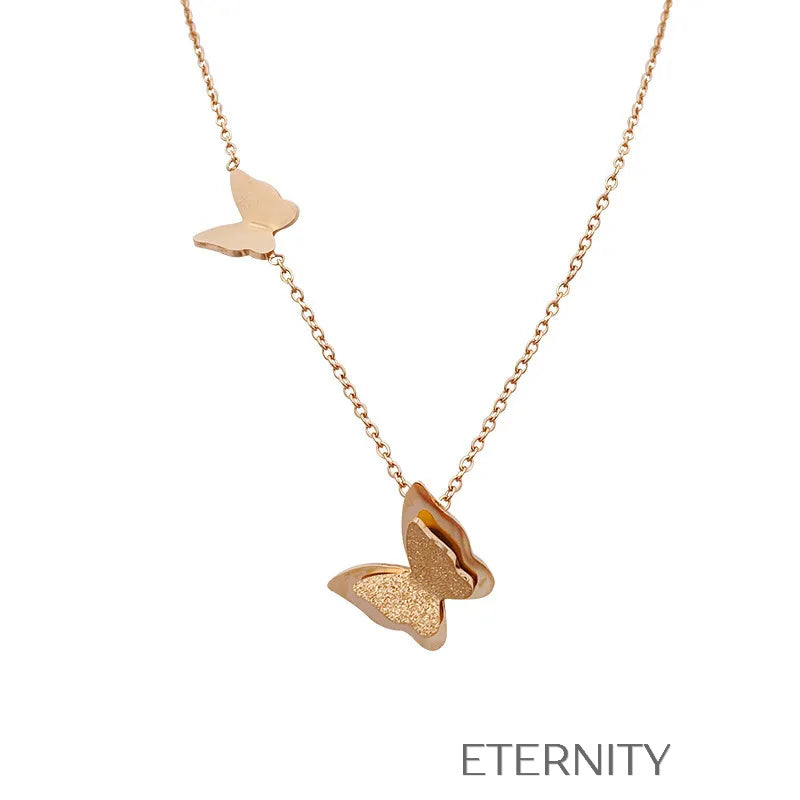 Collar Mariposa Glitter  Cadenas Dorado Unica Acero Inoxidable  ETERNITY