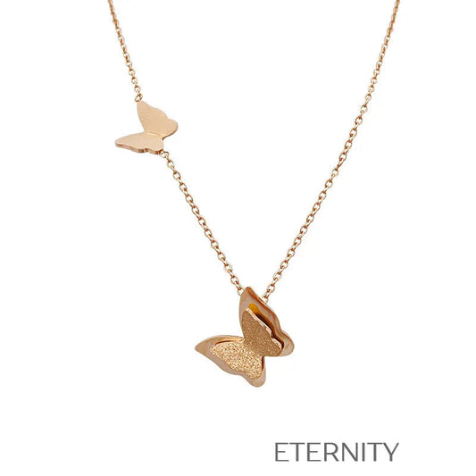 Collar Mariposa Glitter  Cadenas Dorado Unica Acero Inoxidable  ETERNITY