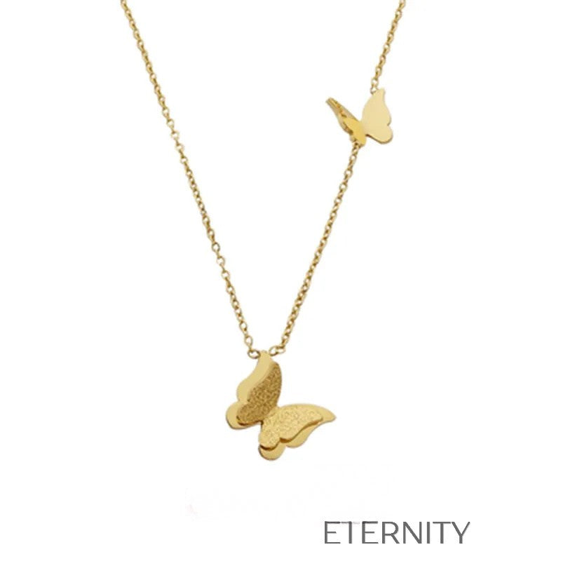 Collar Mariposa Glitter  Cadenas Dorado Unica Acero Inoxidable  ETERNITY