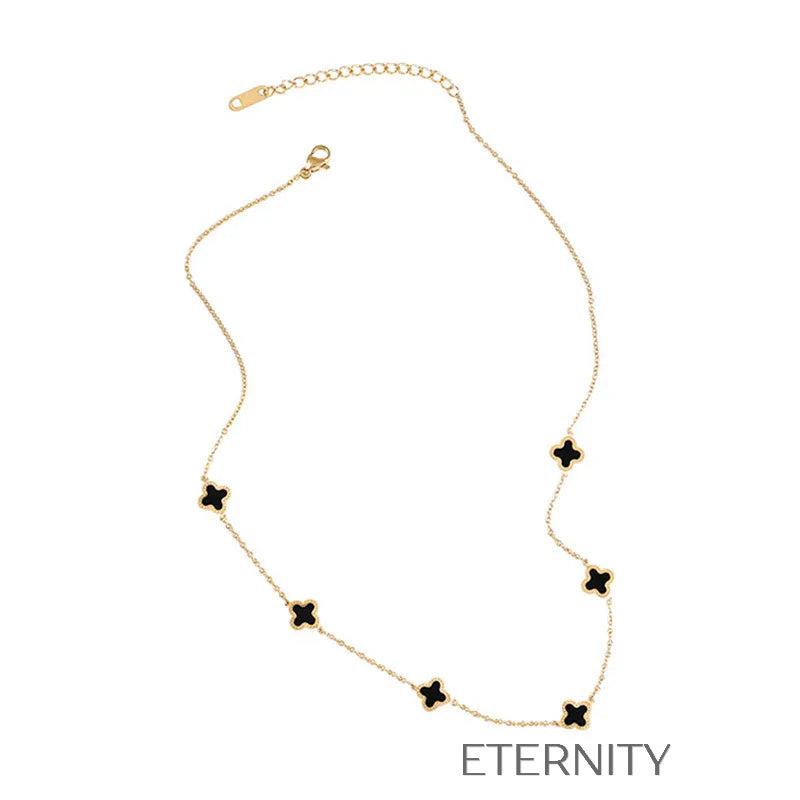 Collar Clover Charm de Cadena Fina con Dijes de Trébol de Cuatro Hojas  Cadenas Dorado Unica Acero Inoxidable  ETERNITY