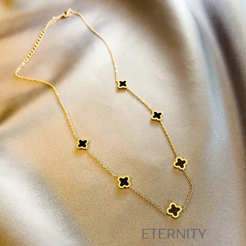 Collar Clover Charm de Cadena Fina con Dijes de Trébol de Cuatro Hojas  Cadenas Dorado Unica Acero Inoxidable  ETERNITY