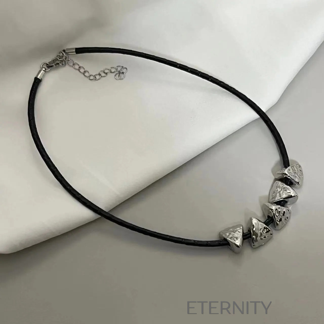 Collar Nacre Double Cascade de Perlas y Anillos  Cadenas Plateado Unica Acero Inoxidable  ETERNITY