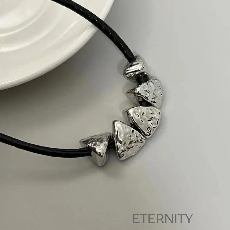Collar Nacre Double Cascade de Perlas y Anillos  Cadenas Plateado Unica Acero Inoxidable  ETERNITY