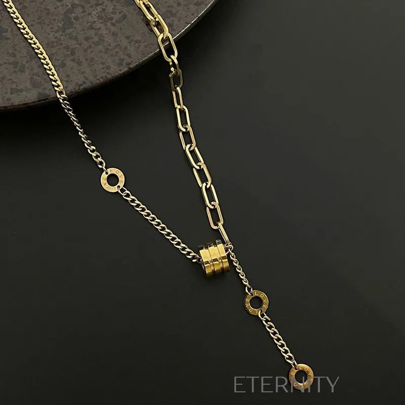 Collar Unity Cylindrical Asimétrico  Cadenas Dorado Unica Acero Inoxidable  ETERNITY