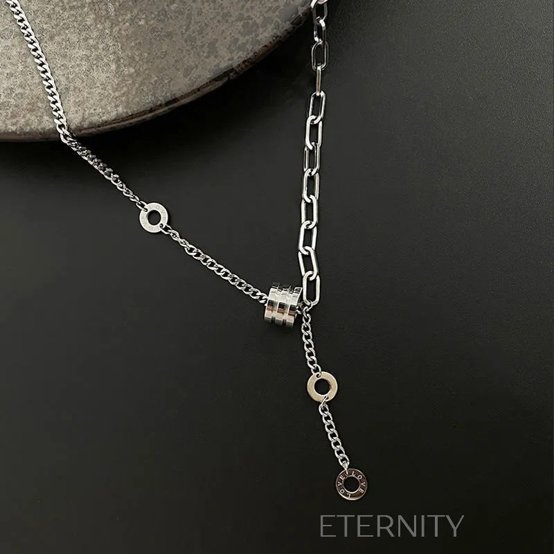 Collar Unity Cylindrical Asimétrico  Cadenas Dorado Unica Acero Inoxidable  ETERNITY