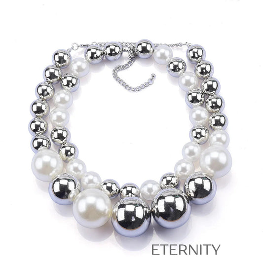 Collar Luna Pearl de Perlas y Esferas XL  Cadenas Perla Unica Acero Inoxidable  ETERNITY