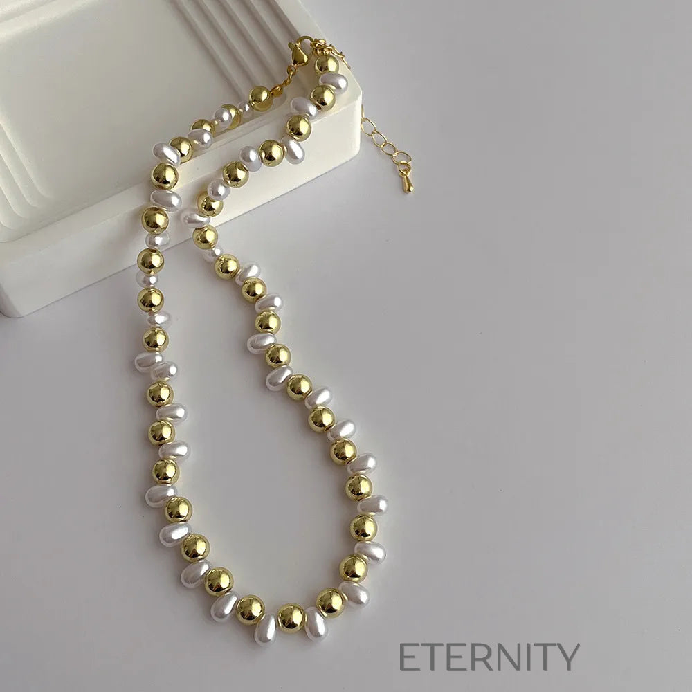 Collar Nácar & Pearl de Perlas y Cuentas Metálicas  Cadenas Dorado Unica Acero Inoxidable  ETERNITY