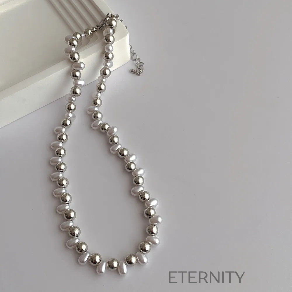 Collar Nácar & Pearl de Perlas y Cuentas Metálicas  Cadenas Dorado Unica Acero Inoxidable  ETERNITY