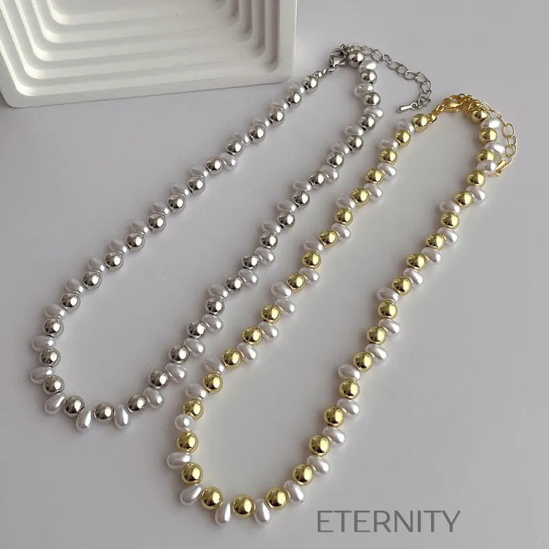 Collar Nácar & Pearl de Perlas y Cuentas Metálicas  Cadenas Dorado Unica Acero Inoxidable  ETERNITY