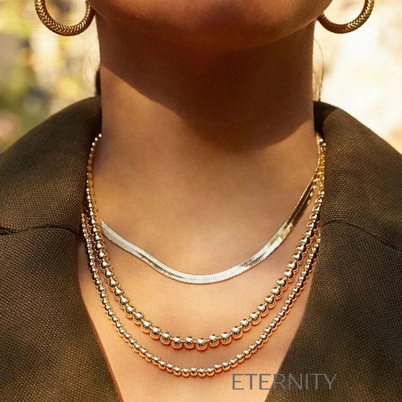Set de Collares Golden Sphere con Cadenas de Esferas  Cadenas Dorado Unica Acero Inoxidable  ETERNITY