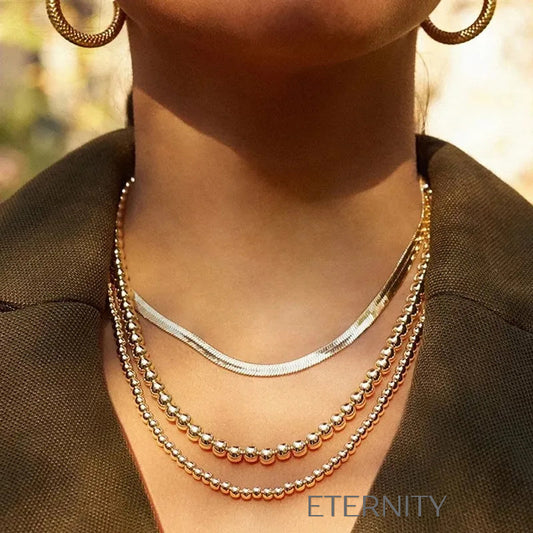 Set de Collares Golden Sphere con Cadenas de Esferas  Cadenas Dorado Unica Acero Inoxidable  ETERNITY