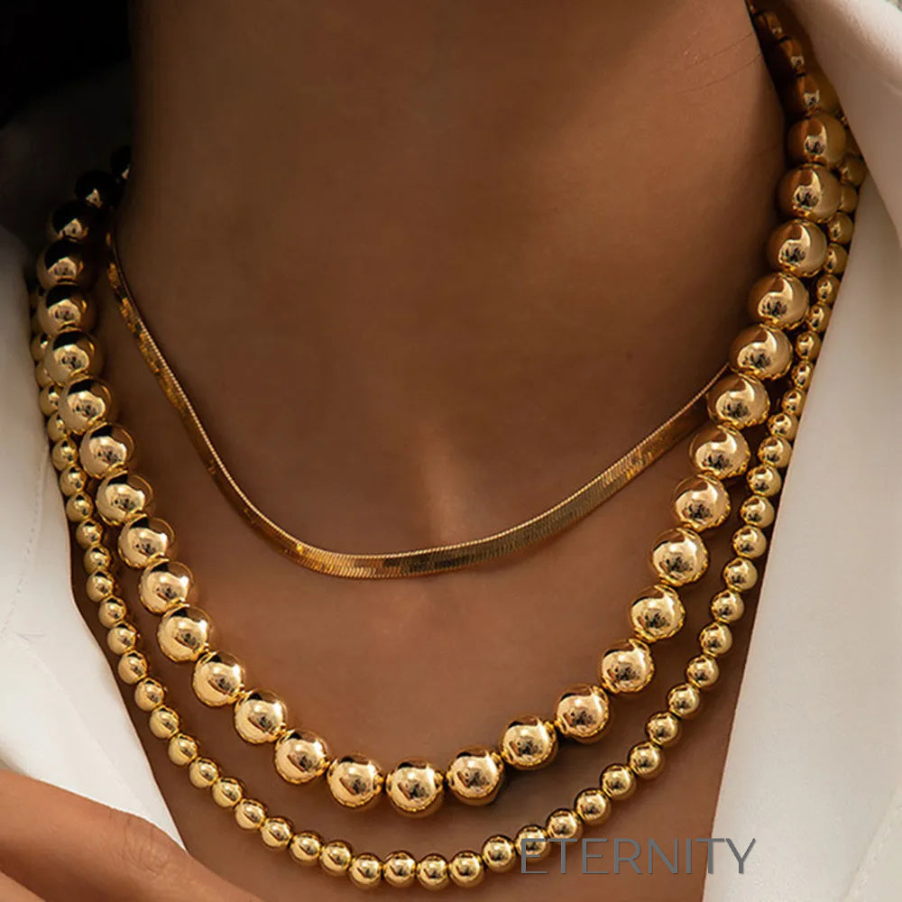 Set de Collares Golden Sphere con Cadenas de Esferas  Cadenas Dorado Unica Acero Inoxidable  ETERNITY