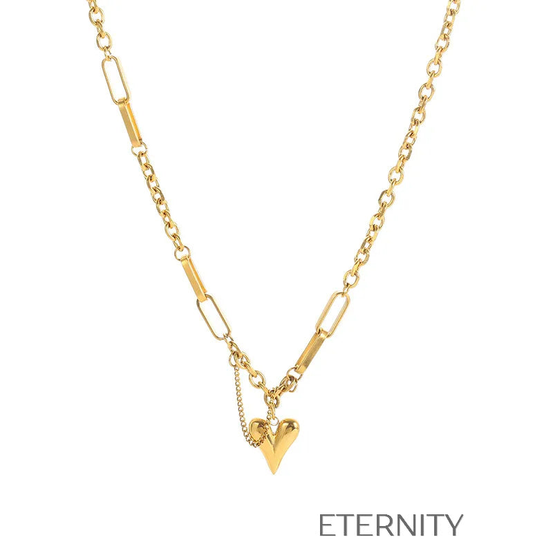 Collar Linked Heart Eslabones  Cadenas Dorado Unica Acero Inoxidable  ETERNITY