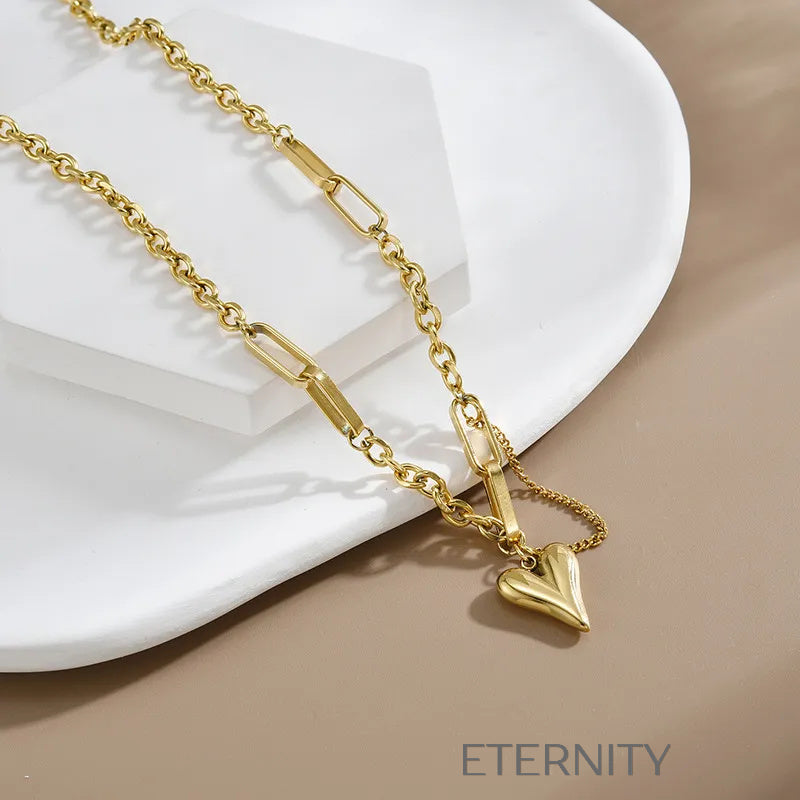 Collar Linked Heart Eslabones  Cadenas Dorado Unica Acero Inoxidable  ETERNITY
