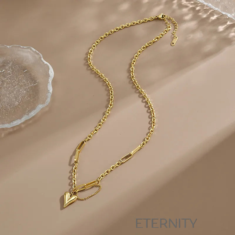 Collar Linked Heart Eslabones  Cadenas Dorado Unica Acero Inoxidable  ETERNITY