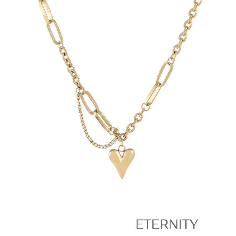 Collar Linked Heart Eslabones  Cadenas Dorado Unica Acero Inoxidable  ETERNITY
